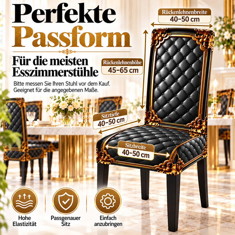 UPSELL-🌸 50 % Rabatt! Elegante Stuhlhusse im Barock-Stil – Elastischer Stuhlbezug für Esszimmerstühle mit edlem Design