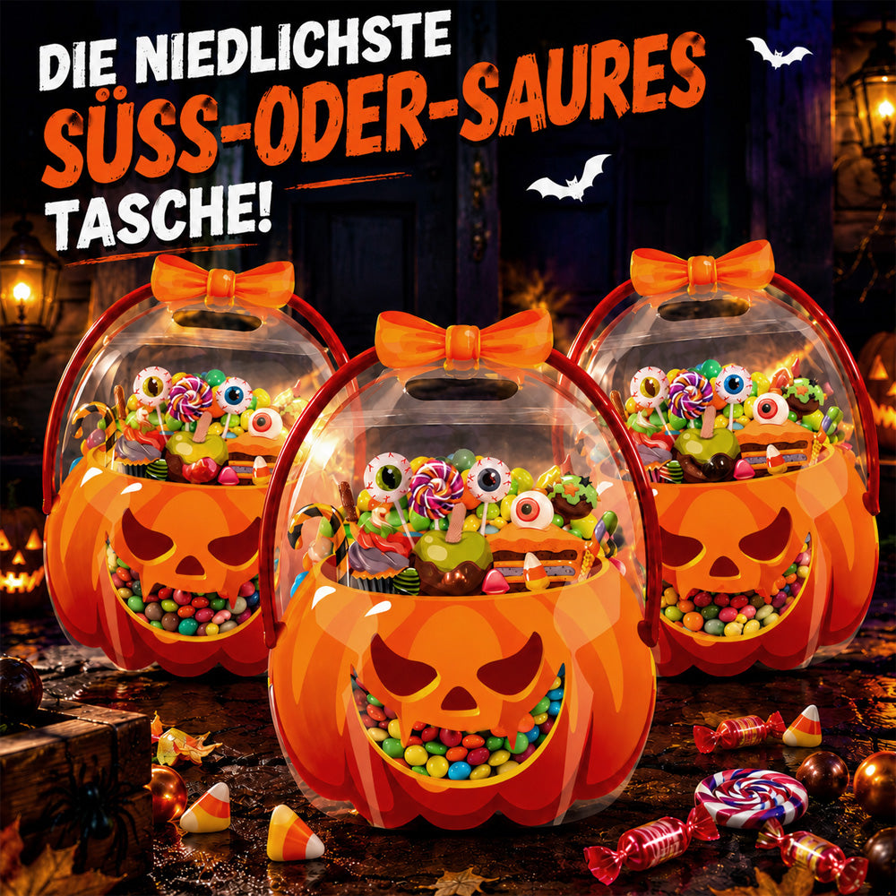 💥 50% Rabatt! 🎃 Halloween-Geschenktüten – 10 Stück, transparentes Kürbis-Design. Mit Reißverschluss & stabilem Henkel. PP-Material. Perfekt für Trick-or-Treat & Party-Goodies 🍬