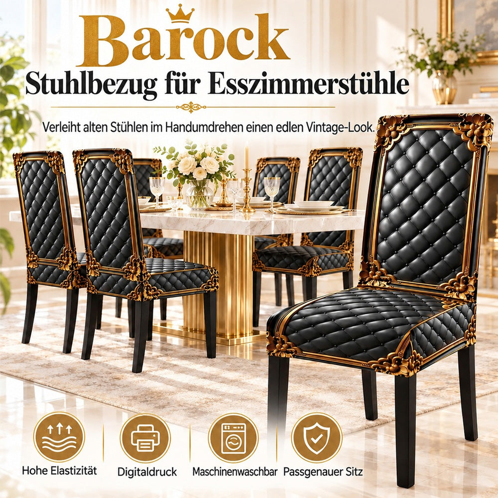 UPSELL-🌸 50 % Rabatt! Elegante Stuhlhusse im Barock-Stil – Elastischer Stuhlbezug für Esszimmerstühle mit edlem Design