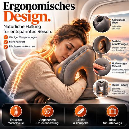🔥50 % RABATT🌬️✈️😴 Tragbares, aufblasbares, ergonomisches Reisekissen: Genießen Sie jederzeit und überall einen angenehmen Schlaf 🧳💤