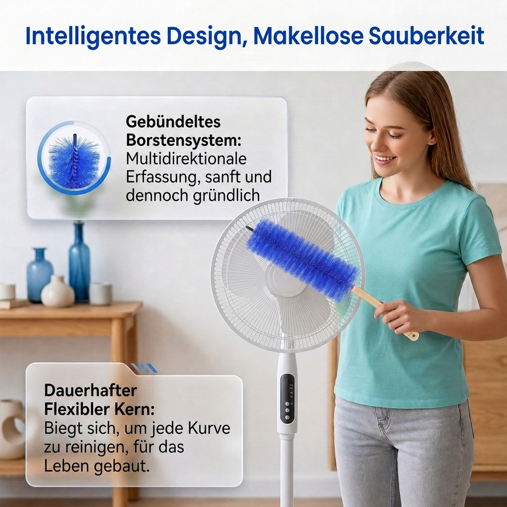 Staubbürste & Reinigungsbürste – Flexibler Mikrofaser-Bürstenkopf, wiederverwendbar, waschbar, ideal für Deckenventilatoren