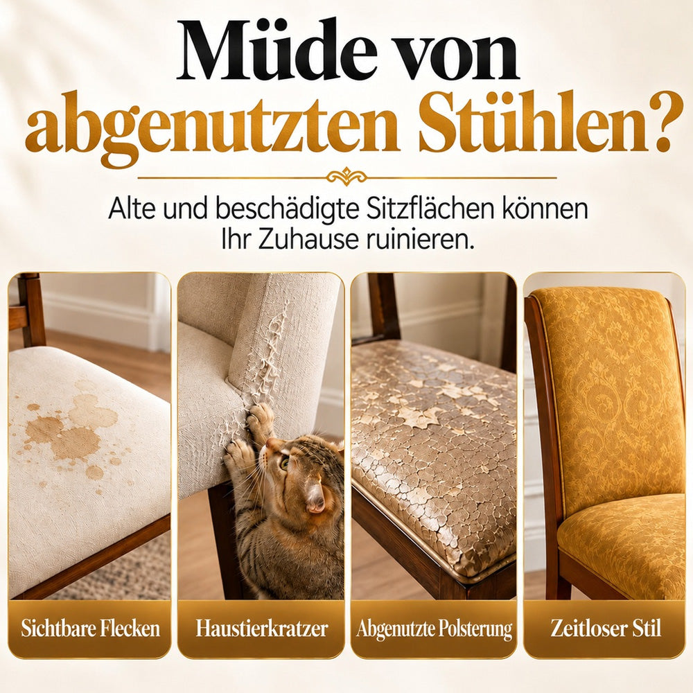 UPSELL-🌸 50 % Rabatt! Elegante Stuhlhusse im Barock-Stil – Elastischer Stuhlbezug für Esszimmerstühle mit edlem Design