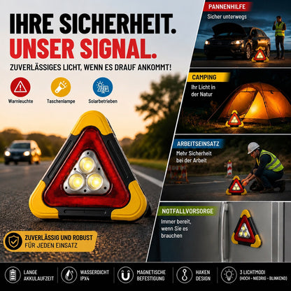 🚗Großes Sonderangebot – 51 % Rabatt🆘3-IN-1 Dreieckige Solar-Notfall-Signalleuchte für den Straßenrand✨