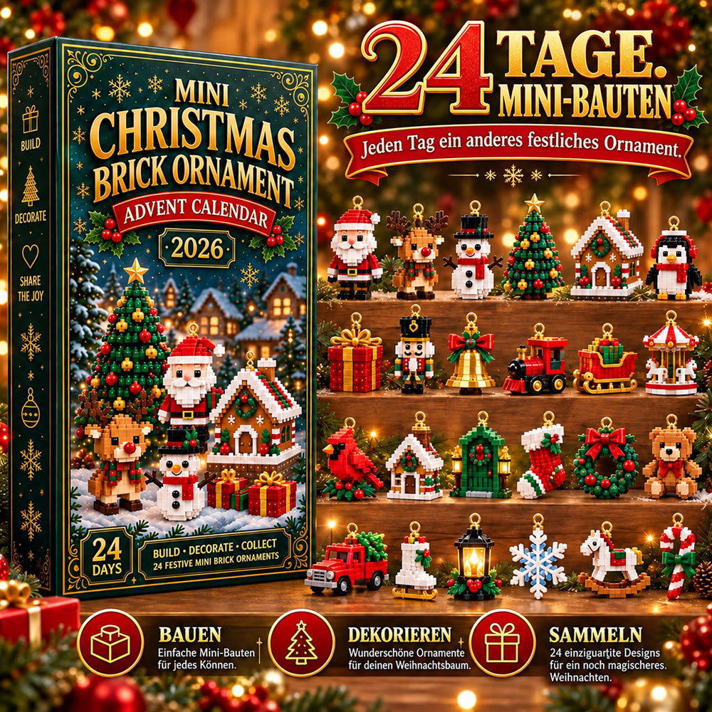 ⏳ Nur heute 50 % sparen – 🎄 24-Tage Mini-Weihnachtsanhänger-Adventskalender | 24 verschiedene festliche Mini-Bausätze mit Aufhängung – perfekt für Weihnachtsbaum, Kränze & festliche Deko 🧱