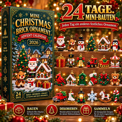 ⏳ Nur heute 50 % sparen – 🎄 24-Tage Mini-Weihnachtsanhänger-Adventskalender | 24 verschiedene festliche Mini-Bausätze mit Aufhängung – perfekt für Weihnachtsbaum, Kränze & festliche Deko 🧱