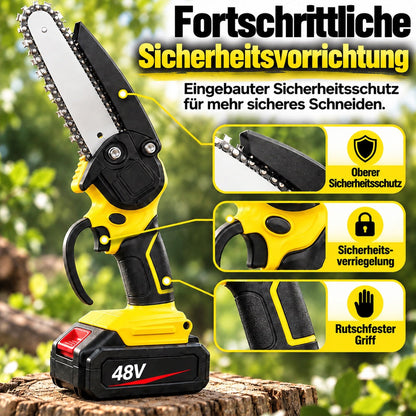 UPSELL🔥 57 % Rabatt+Kostenloser Versand ! Mini-Elektrosäge mit Sicherheitsschloss – Klein, aber kraftvoll! ✋️ Einhandbedienung, Sicherheitsschutz, 48V Akku ⚡ Limitiertes Angebot ⏳