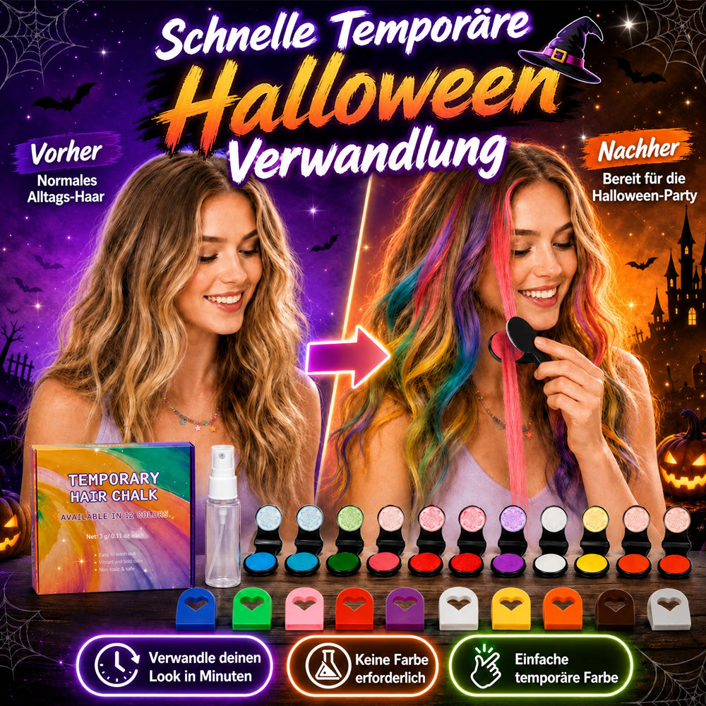🔥Letzter Tag: 50 % Rabatt!🌈 12-Farben-Set für temporäre Haarkreide mit Applikator