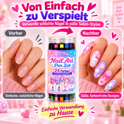 💅 NUR FÜR KURZE ZEIT: 50 % RABATT! 💥 24-Farben Nail-Art-Stifte mit Doppelspitze – Ausmalen & Gestalten in einem Set ✨