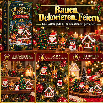 ⏳ Nur heute 50 % sparen – 🎄 24-Tage Mini-Weihnachtsanhänger-Adventskalender | 24 verschiedene festliche Mini-Bausätze mit Aufhängung – perfekt für Weihnachtsbaum, Kränze & festliche Deko 🧱