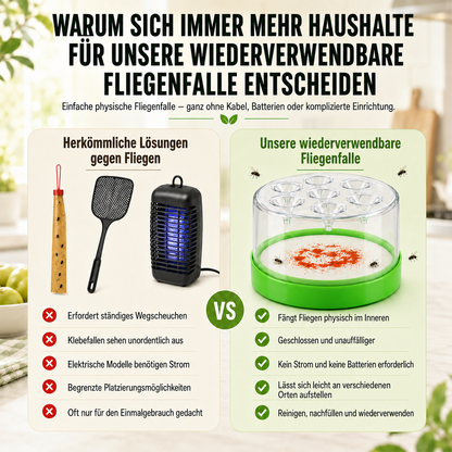 🏠🛡️Reusable Non-Electric Fly Trap--Near kitchen sinks, trash cans, pet bowls, garage windows, patios, and BBQs.