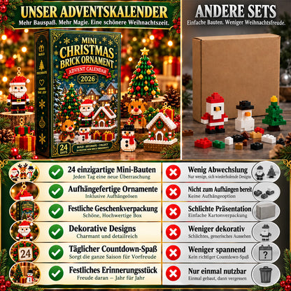 ⏳ Nur heute 50 % sparen – 🎄 24-Tage Mini-Weihnachtsanhänger-Adventskalender | 24 verschiedene festliche Mini-Bausätze mit Aufhängung – perfekt für Weihnachtsbaum, Kränze & festliche Deko 🧱