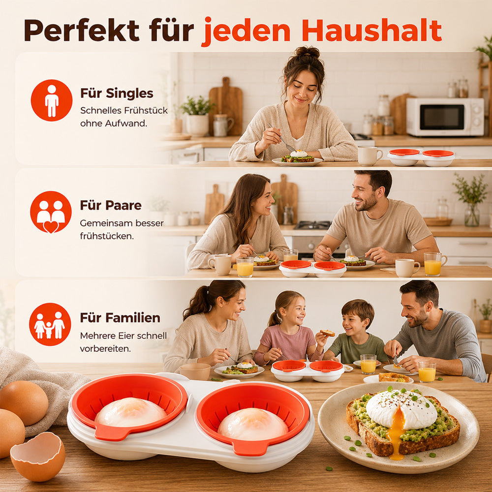 COOKEGGS Mikrowellen Eierkocher – Perfekte pochierte Eier in Minuten