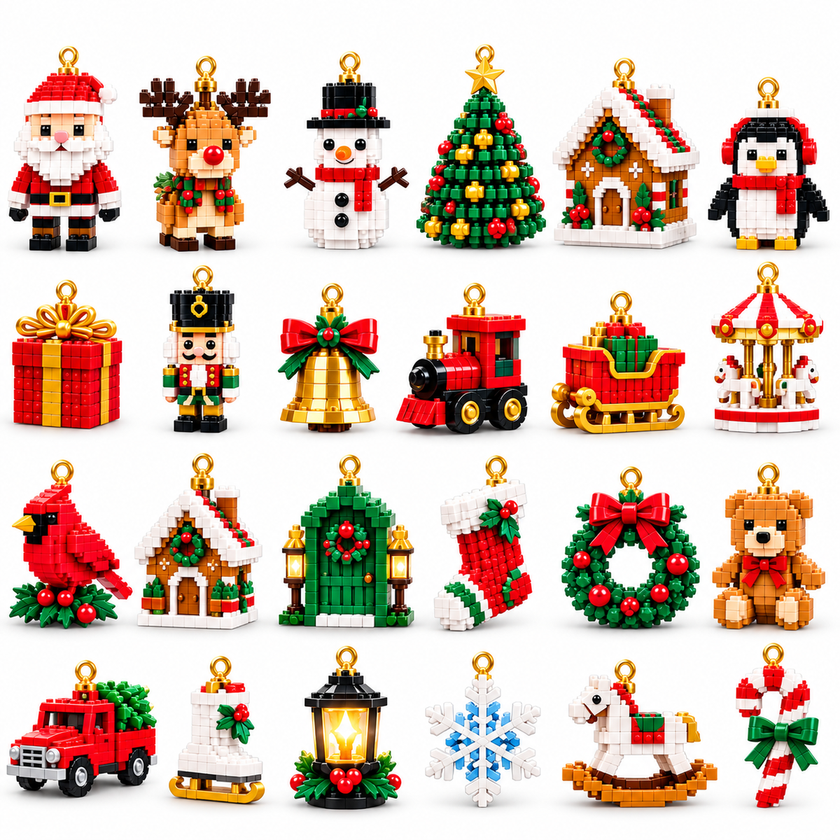 ⏳ Nur heute 50 % sparen – 🎄 24-Tage Mini-Weihnachtsanhänger-Adventskalender | 24 verschiedene festliche Mini-Bausätze mit Aufhängung – perfekt für Weihnachtsbaum, Kränze & festliche Deko 🧱