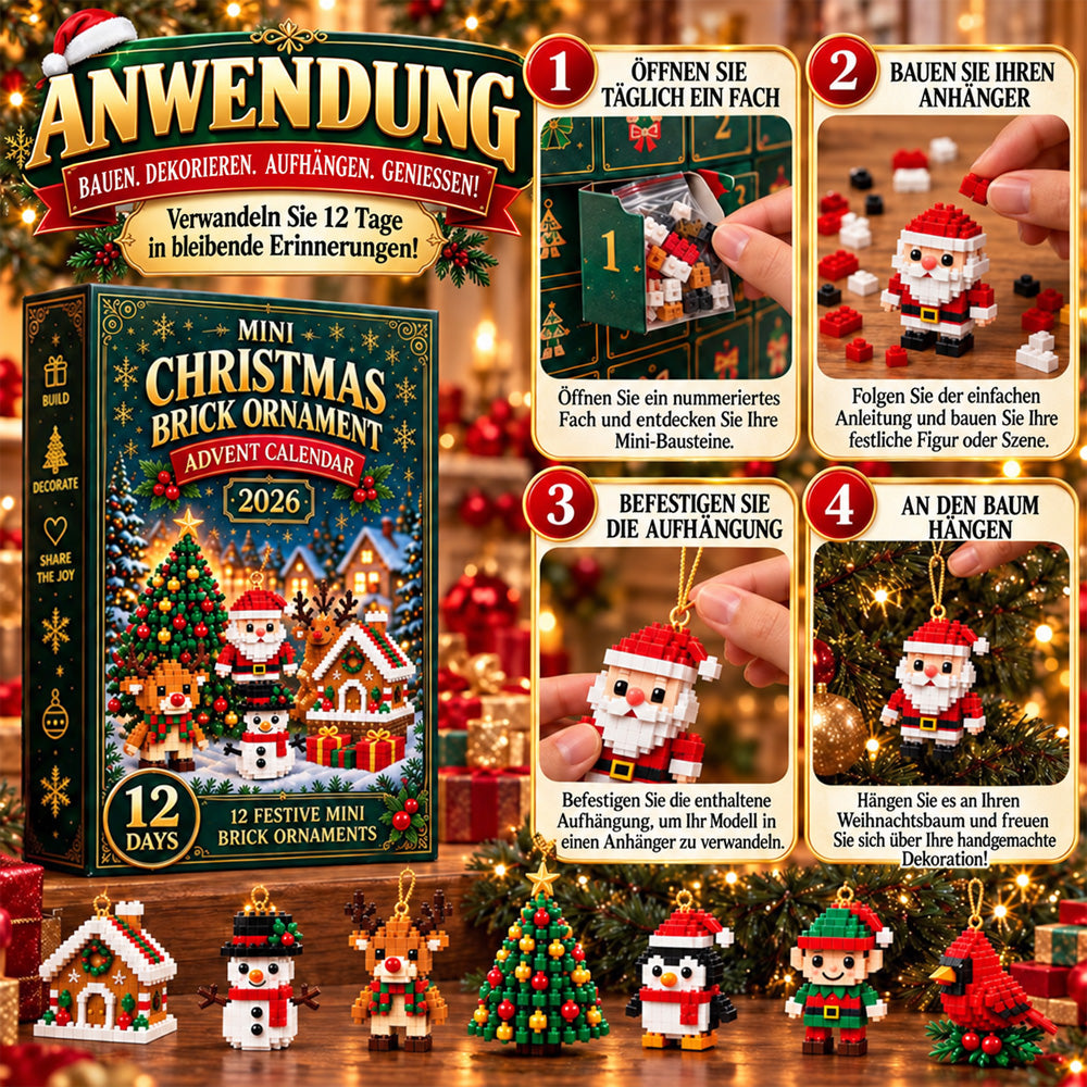 ⏳ Last day to save 58% – 🎄 12-Day Mini Christmas Ornament Advent Calendar | 12 unique festive buildable designs with hanging loops—perfect for decorating Christmas trees, wreaths, and holiday displays 🧱
