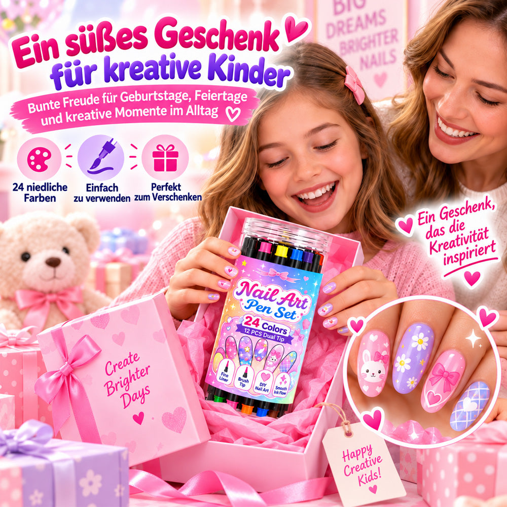 💅 NUR FÜR KURZE ZEIT: 50 % RABATT! 💥 24-Farben Nail-Art-Stifte mit Doppelspitze – Ausmalen & Gestalten in einem Set ✨