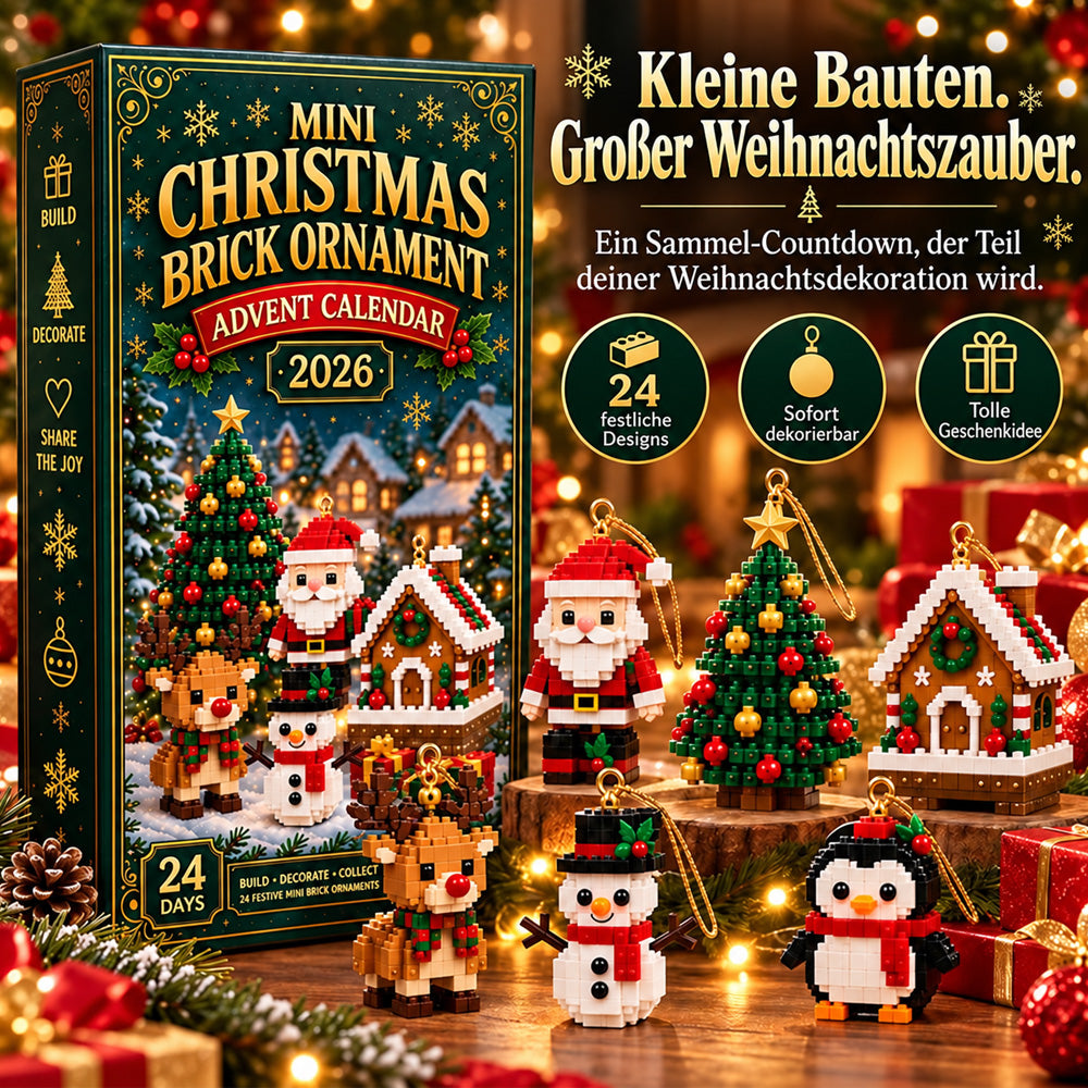 ⏳ Nur heute 50 % sparen – 🎄 24-Tage Mini-Weihnachtsanhänger-Adventskalender | 24 verschiedene festliche Mini-Bausätze mit Aufhängung – perfekt für Weihnachtsbaum, Kränze & festliche Deko 🧱