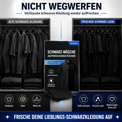 1 kaufen 1 GRATIS dazu🫧Schwarz-Wäsche Auffrischungstücher🖤Verblasste schwarze Kleidung wieder wie neu aussehen lassen