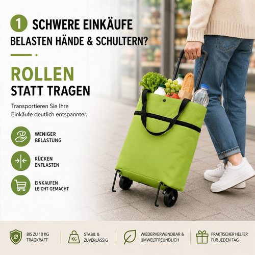 Faltbare Einkaufstasche mit Rollen