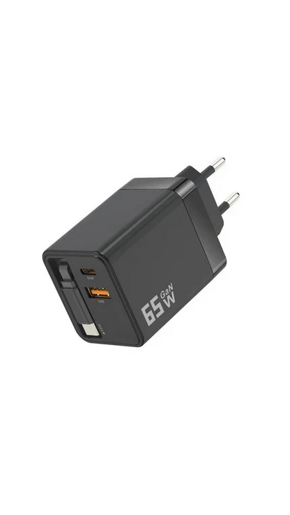 3-in-1-GaN-Ladegerät, 80 W MAX skalierbares Schnelllademodul mit Typ-C-Kabel und 2 USB-Anschlüssen