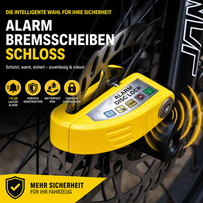 🔒 Scheibenbremsschloss für Motorräder/Fahrräder mit Alarmfunktion | Sofortige Sicherheit, wirksame Abschreckung 🚨