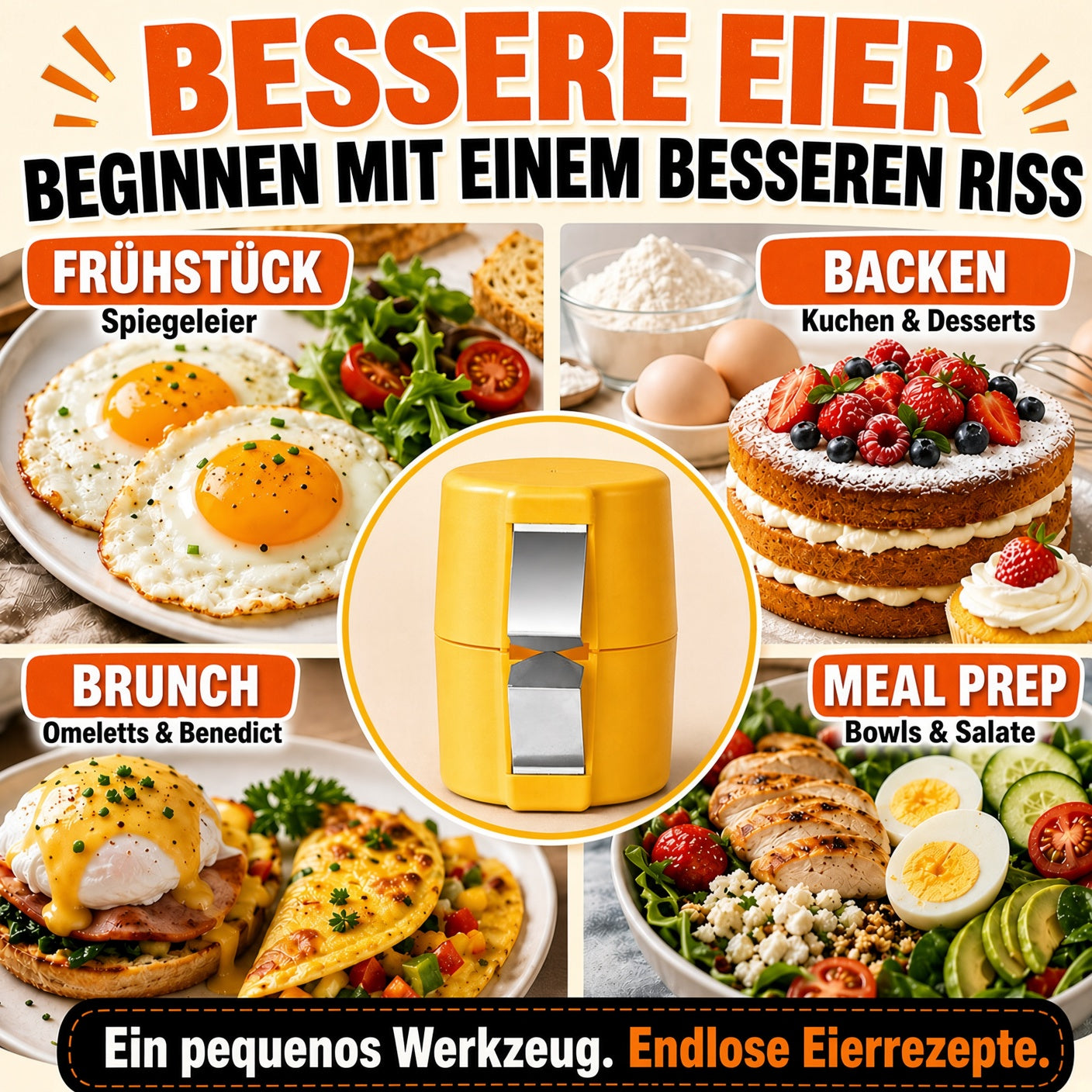🥚🍳 Nur für kurze Zeit 😮‍💨 1 kaufen, 1 GRATIS! 🍳 Schneller Eieröffner – Hunderte Eier schneller und sauberer öffnen 🔥