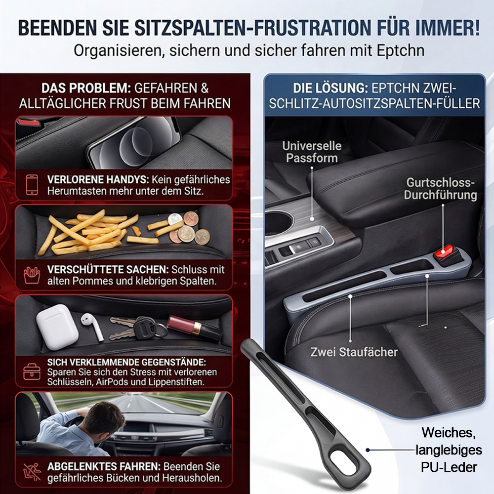 60%OFF🚗Nie wieder das Handy zwischen den Autositzen verlieren💺🌟Universeller Sitzlücken-Füller • Organizer mit Doppel-Fach🌟