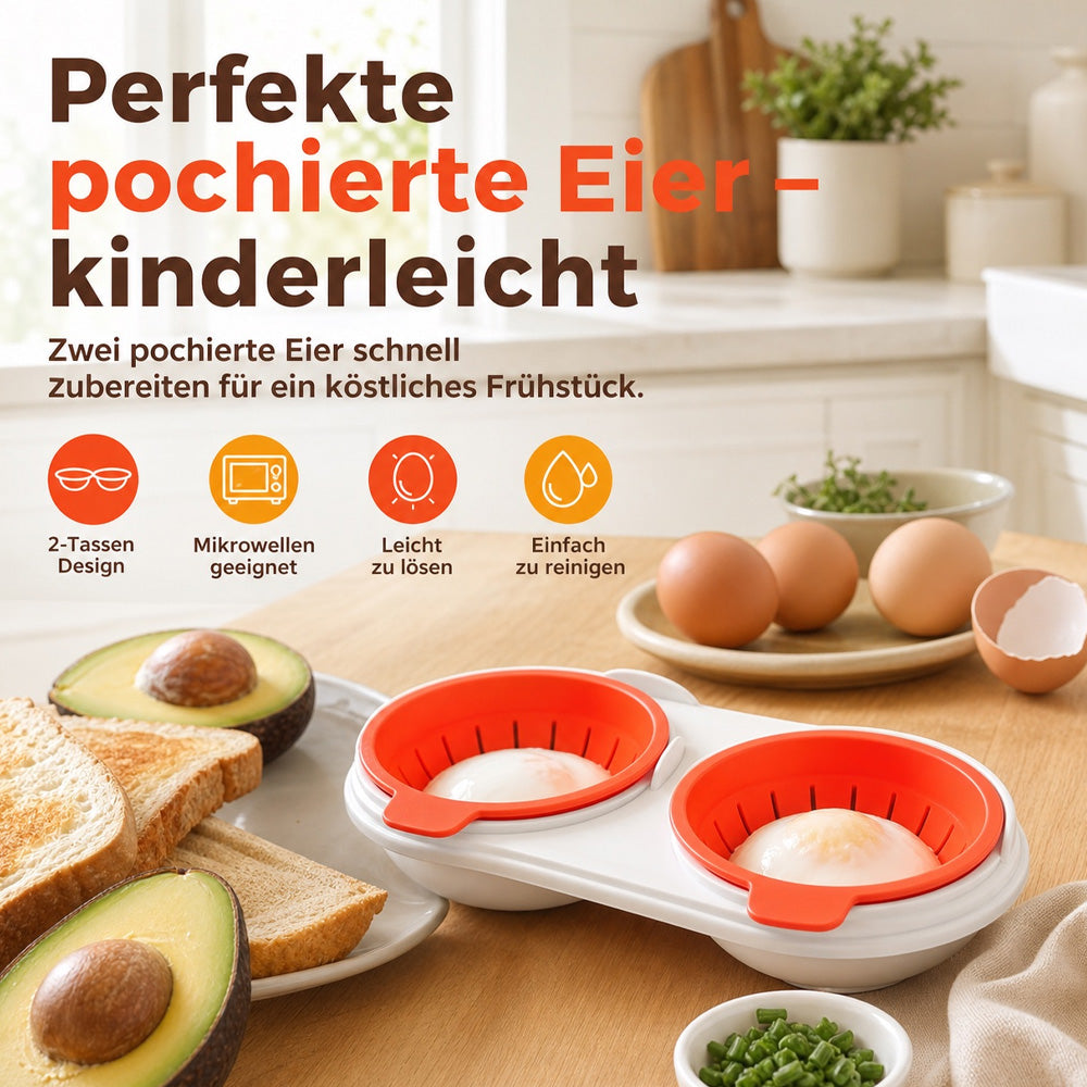 COOKEGGS Mikrowellen Eierkocher – Perfekte pochierte Eier in Minuten