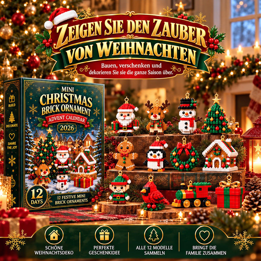 ⏳ Last day to save 58% – 🎄 12-Day Mini Christmas Ornament Advent Calendar | 12 unique festive buildable designs with hanging loops—perfect for decorating Christmas trees, wreaths, and holiday displays 🧱