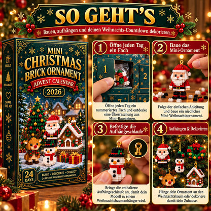 ⏳ Nur heute 50 % sparen – 🎄 24-Tage Mini-Weihnachtsanhänger-Adventskalender | 24 verschiedene festliche Mini-Bausätze mit Aufhängung – perfekt für Weihnachtsbaum, Kränze & festliche Deko 🧱