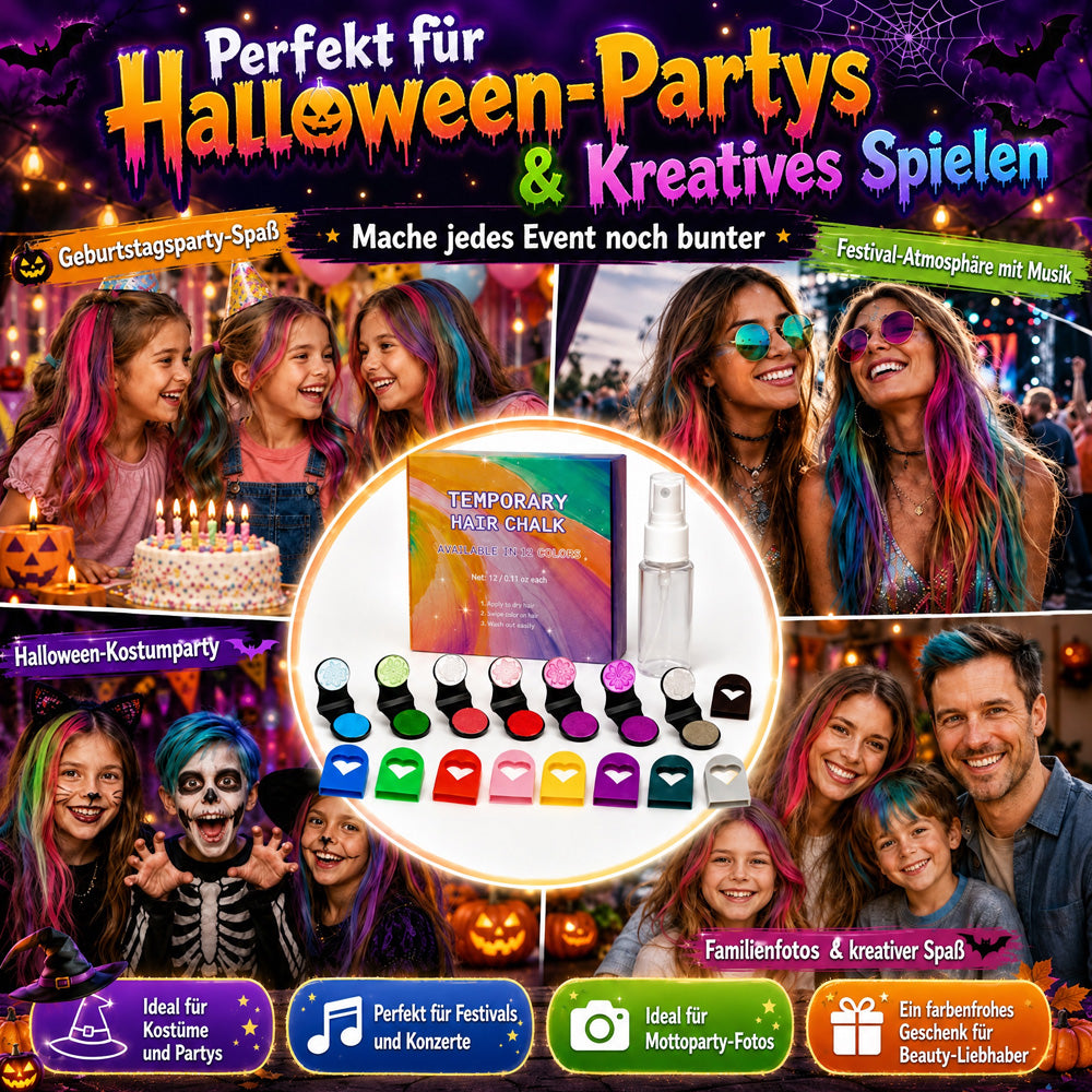 🔥Letzter Tag: 50 % Rabatt!🌈 12-Farben-Set für temporäre Haarkreide mit Applikator