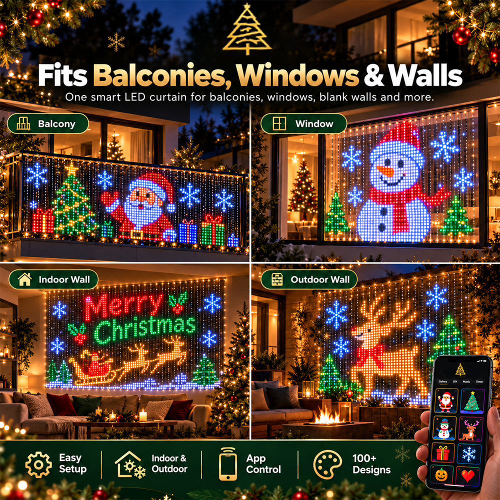 upsell🎄 Smarter LED-Lichtvorhang für Fenster & Wände – bringt Weihnachtszauber nach Hause (Copy)