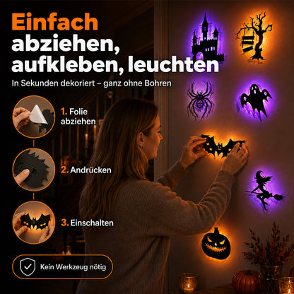 🎃 Leuchtende Halloween LED-Deko👻Für Wände, Türen, Taschen, Kostüme, Hüte, Deko-Zweige & mehr.