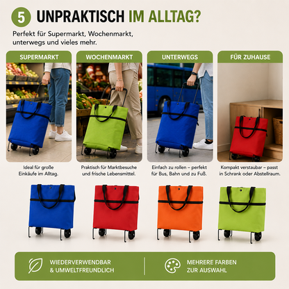 Faltbare Einkaufstasche mit Rollen