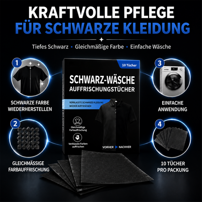 1 kaufen 1 GRATIS dazu🫧Schwarz-Wäsche Auffrischungstücher🖤Verblasste schwarze Kleidung wieder wie neu aussehen lassen