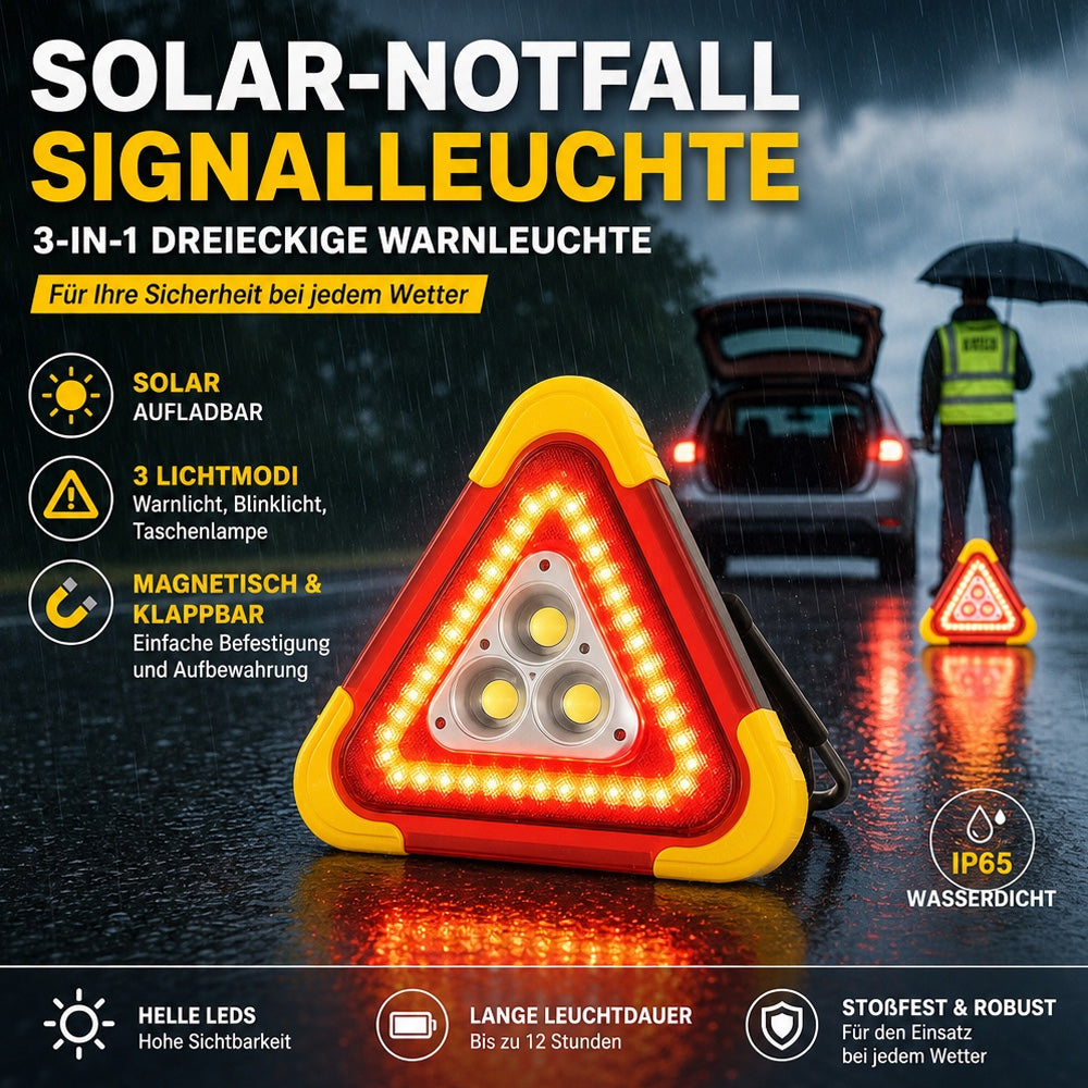 🚗Großes Sonderangebot – 51 % Rabatt🆘3-IN-1 Dreieckige Solar-Notfall-Signalleuchte für den Straßenrand✨