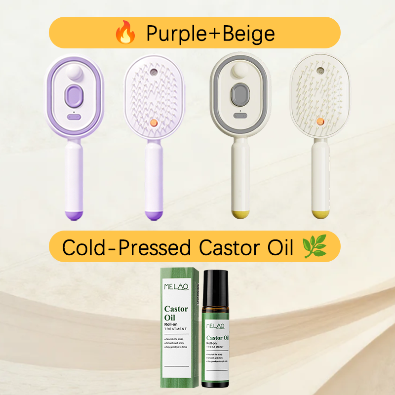 💖Scalp Massager Comb 💆‍♀️ – Self-Cleaning 🧼, Tangle-Free ✂️ & Frizz-Control Hair Brush with Soothing Mist Spray 💨✨ | Perfect for Dry, Brittle Hair 💧🌟