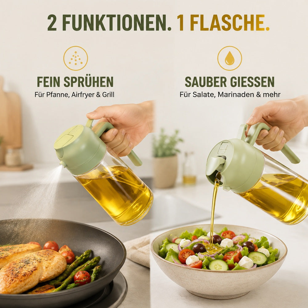 ✨ Schluss mit Tropfen & fettigen Ölflaschen – 2-in-1 Ölspender