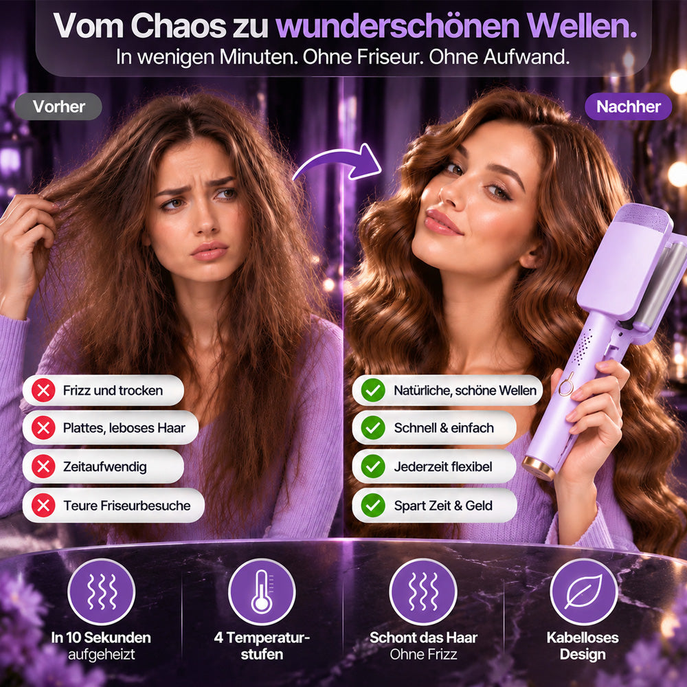 🎄 Weihnachts-Frühbucherangebot: 55 % Rabatt! ✨ 32-mm-Welleneisen – Weiche Wellen, voller Glamour! 🌊 4 Temperaturstufen, in ca. 10 Sekunden einsatzbereit, mit Ionen-Technologie