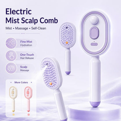💖Scalp Massager Comb 💆‍♀️ – Self-Cleaning 🧼, Tangle-Free ✂️ & Frizz-Control Hair Brush with Soothing Mist Spray 💨✨ | Perfect for Dry, Brittle Hair 💧🌟