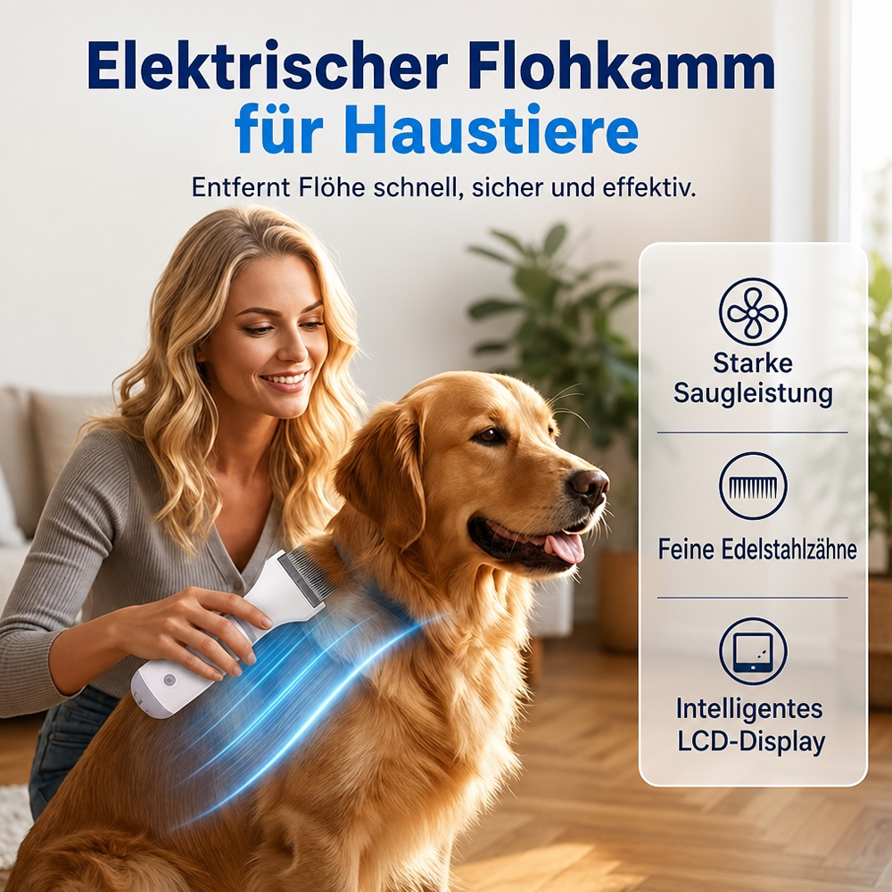 Elektrischer Flohkamm mit Absaugfunktion