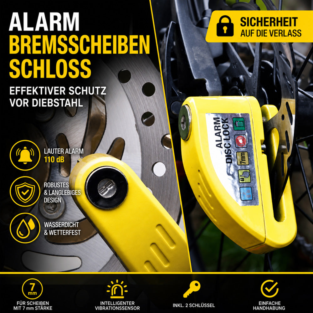 🔒 Scheibenbremsschloss für Motorräder/Fahrräder mit Alarmfunktion | Sofortige Sicherheit, wirksame Abschreckung 🚨