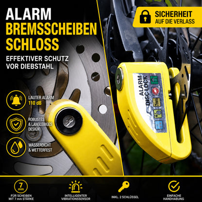 🔒 Scheibenbremsschloss für Motorräder/Fahrräder mit Alarmfunktion | Sofortige Sicherheit, wirksame Abschreckung 🚨