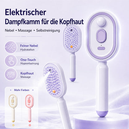 💖Elektrische Kopfhaut-Massagebürste 💆‍♀️ – Selbstreinigend 🧼, entwirrt ohne Ziepen ✨ mit Feuchtigkeitsspray 💨 | Für trockenes & strapaziertes Haar 🌟