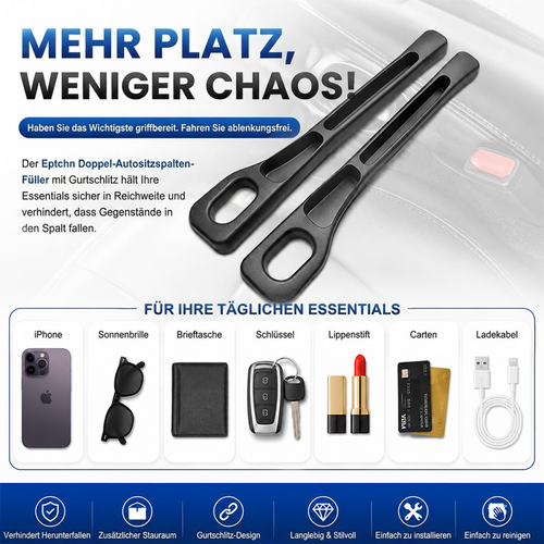 🚗Nie wieder das Handy zwischen den Autositzen verlieren💺🌟Universeller Sitzlücken-Füller • Organizer mit Doppel-Fach🌟