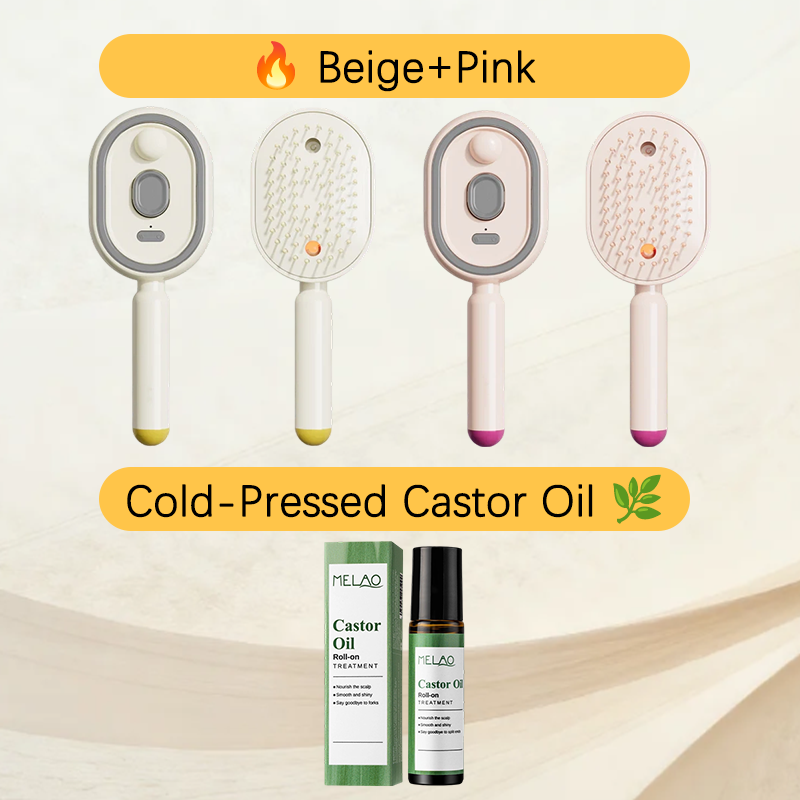 💖Scalp Massager Comb 💆‍♀️ – Self-Cleaning 🧼, Tangle-Free ✂️ & Frizz-Control Hair Brush with Soothing Mist Spray 💨✨ | Perfect for Dry, Brittle Hair 💧🌟