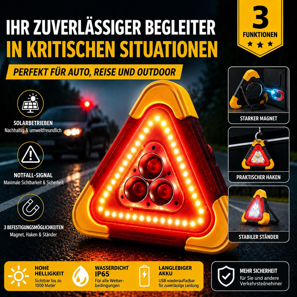 🚗Großes Sonderangebot – 51 % Rabatt🆘3-IN-1 Dreieckige Solar-Notfall-Signalleuchte für den Straßenrand✨