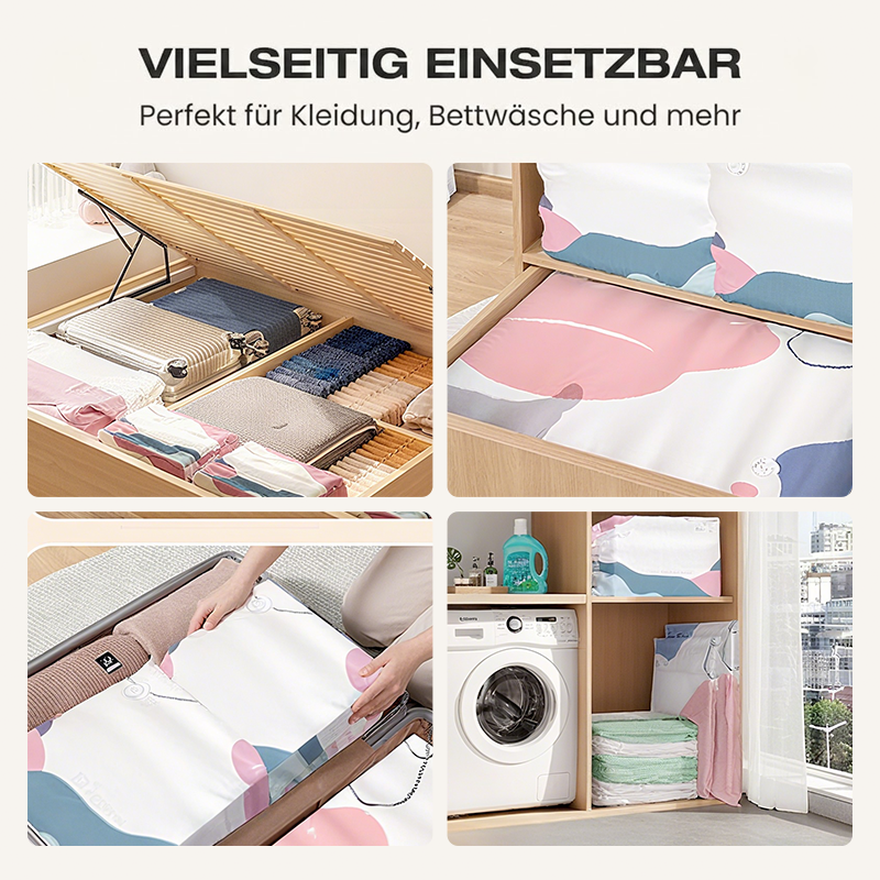 🧳💨 50 % RABATT! Vakuum-Aufbewahrungsbeutel ohne Pumpe – Einfach zusammendrücken und verschließen, ganz ohne Pumpe. Spart bis zu 80 % Platz und hält Kleidung trocken sowie staubfrei. Perfekt für voluminöse Bettwäsche und saisonale Kleidung. 🛏️🗄️