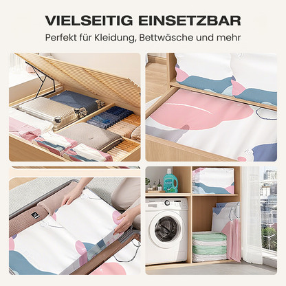 🧳💨 50 % RABATT! Vakuum-Aufbewahrungsbeutel ohne Pumpe – Einfach zusammendrücken und verschließen, ganz ohne Pumpe. Spart bis zu 80 % Platz und hält Kleidung trocken sowie staubfrei. Perfekt für voluminöse Bettwäsche und saisonale Kleidung. 🛏️🗄️