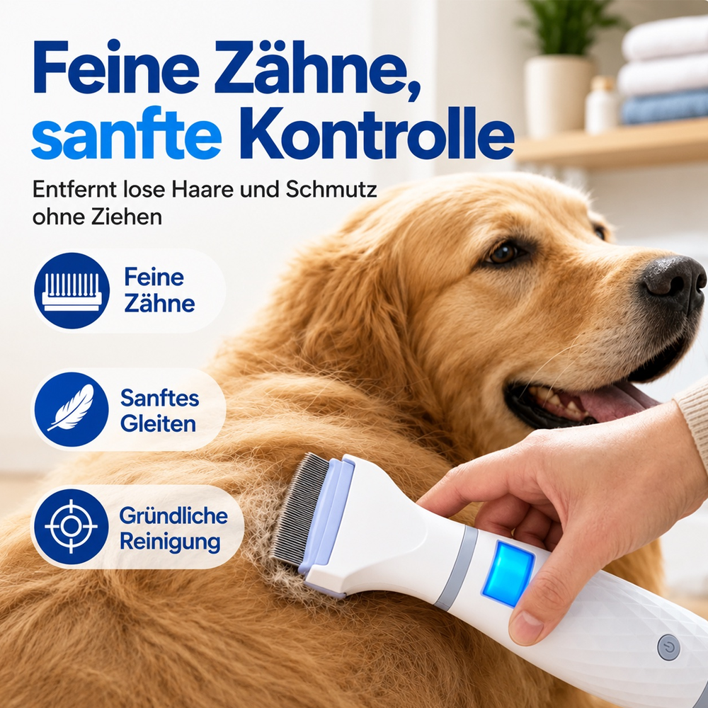 Elektrischer Flohkamm mit Absaugfunktion
