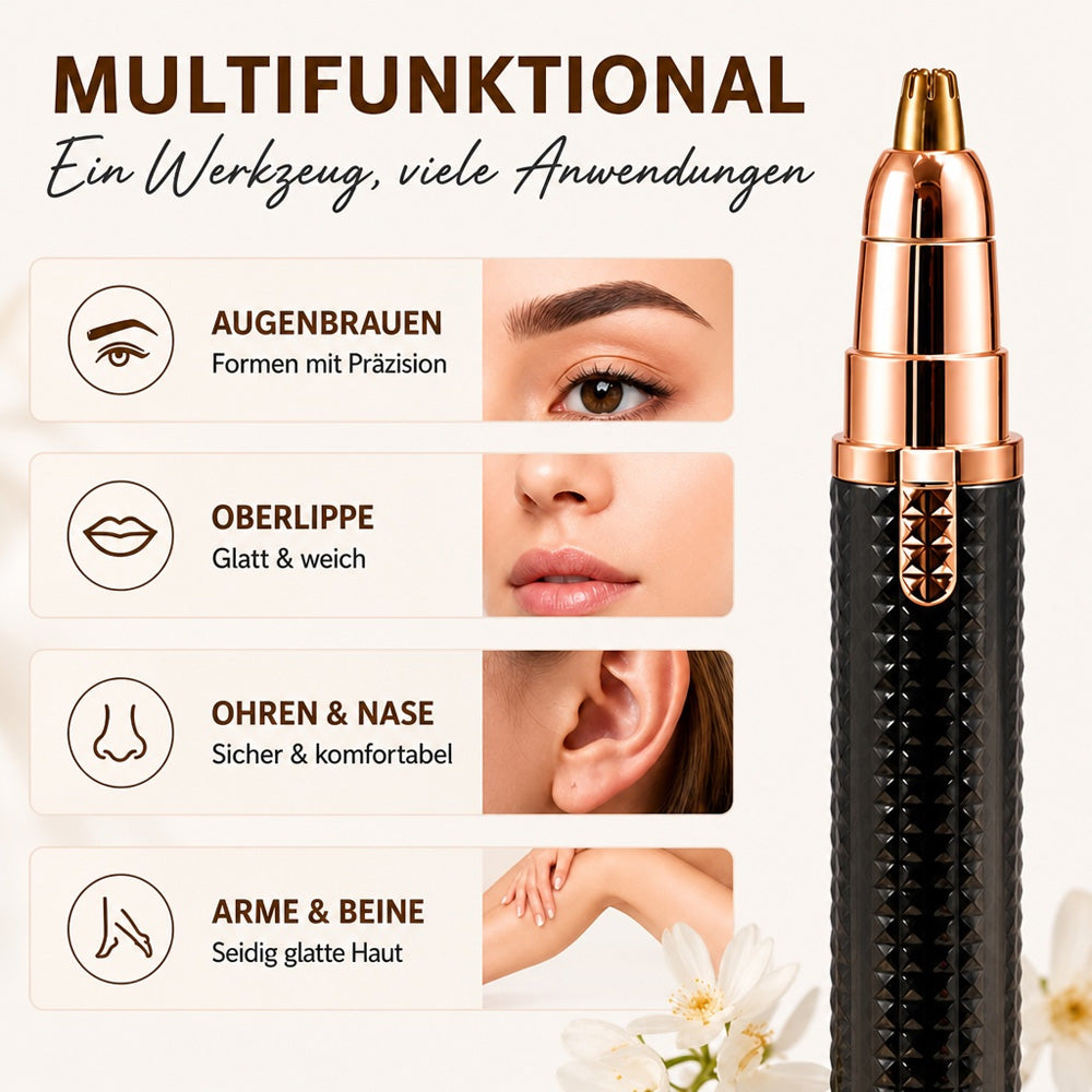 3-in-1 elektrischer Beauty-Trimmer – mit Wechselaufsätzen für Augenbrauen, Gesicht & Detailpflege – für einen gepflegten Look jederzeit und überall 🌍✨